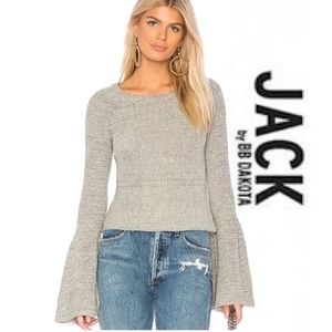 JACK by BB Dakota Deja Vu Bell Sleeve Cropped Sweater December Sky Sz M